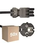 Fordelspakke 50x Noxion GST-Kompatibel Forsyningskabel - Hun + Schuko Europlug - Sort 1.5m - 3 pole 0.75mm2